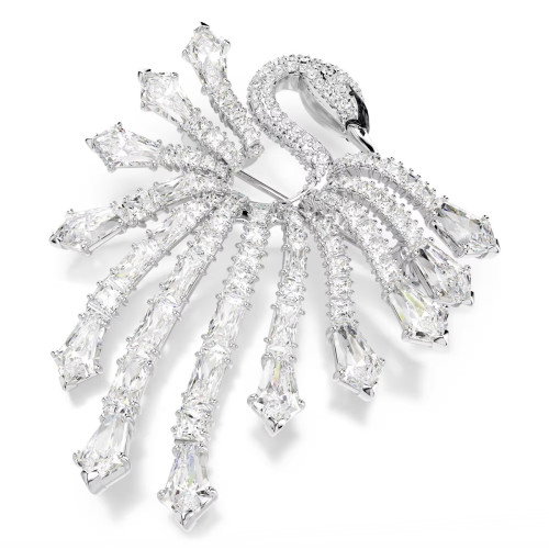 Luxoia - Swarovski Vienna Brosche Verschiedene Schliffe Schwan Weiss Rhodiniert - 5760065