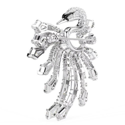 Luxoia - Swarovski Vienna Brosche Verschiedene Schliffe Schwan Weiss Rhodiniert - 5760065
