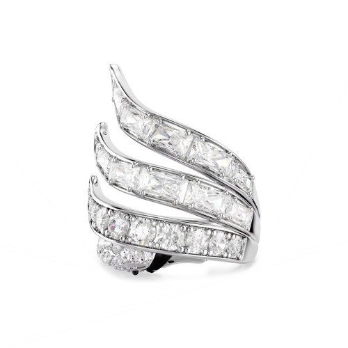 Luxoia - Swarovski Vienna Cocktail Ring Verschiedene Schliffe Schwan Weiss Rhodiniert