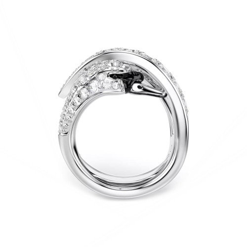 Luxoia - Swarovski Vienna Cocktail Ring Verschiedene Schliffe Schwan Weiss Rhodiniert