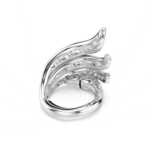 Luxoia - Swarovski Vienna Cocktail Ring Verschiedene Schliffe Schwan Weiss Rhodiniert