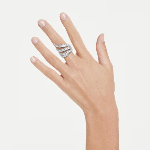 Luxoia - Swarovski Vienna Cocktail Ring Verschiedene Schliffe Schwan Weiss Rhodiniert