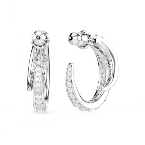 Luxoia - Swarovski Vienna Kreolen Verschiedene Schliffe Weiss Rhodiniert - 5749069