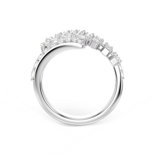 Luxoia - Swarovski Vienna Offener Ring Verschiedene Schliffe Feder Weiss Rhodiniert