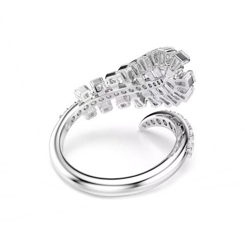 Luxoia - Swarovski Vienna Offener Ring Verschiedene Schliffe Feder Weiss Rhodiniert