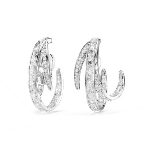 Luxoia - Swarovski Vienna Ohrclips Verschiedene Schliffe Weiss Rhodiniert - 5756046