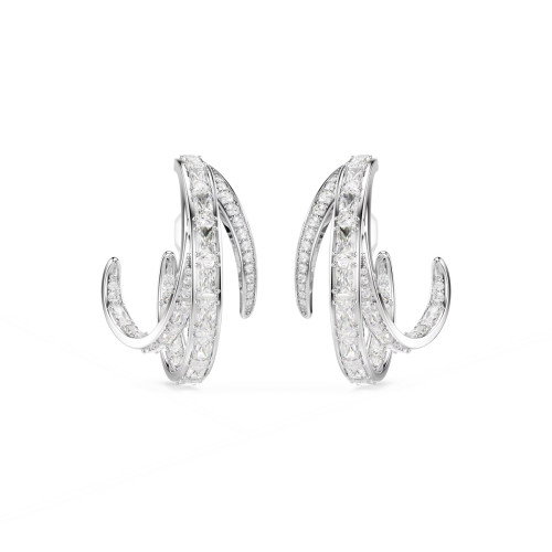 Luxoia - Swarovski Vienna Ohrclips Verschiedene Schliffe Weiss Rhodiniert - 5756046