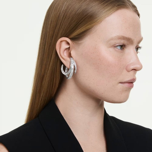 Luxoia - Swarovski Vienna Ohrclips Verschiedene Schliffe Weiss Rhodiniert - 5756046