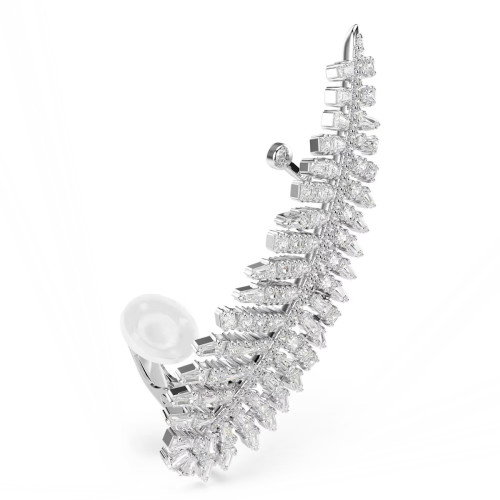 Luxoia - Swarovski Vienna Ohrringe Verschiedene Schliffe Feder Weiss Rhodiniert - 5749211