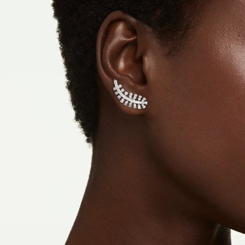 Luxoia - Swarovski Vienna Ohrringe Verschiedene Schliffe Feder Weiss Rhodiniert - 5749211