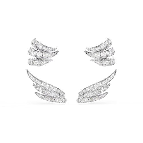 Luxoia - Swarovski Vienna Ohrspangen Verschiedene Schliffe Schwan Weiss Rhodiniert - 5749071
