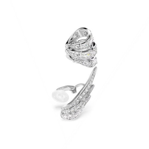 Luxoia - Swarovski Vienna Ohrspangen Verschiedene Schliffe Schwan Weiss Rhodiniert - 5749071