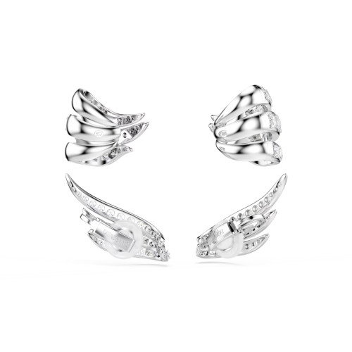 Luxoia - Swarovski Vienna Ohrspangen Verschiedene Schliffe Schwan Weiss Rhodiniert - 5749071