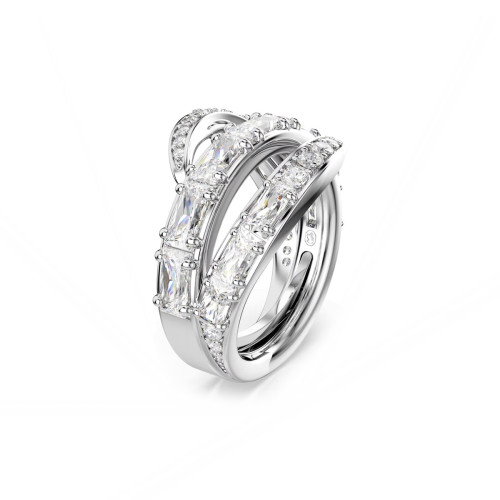 Luxoia - Swarovski Vienna Ring Verschiedene Schliffe Schwan Weiss Rhodiniert
