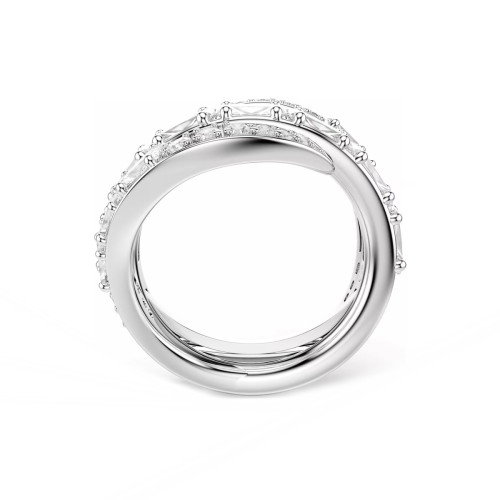 Luxoia - Swarovski Vienna Ring Verschiedene Schliffe Schwan Weiss Rhodiniert