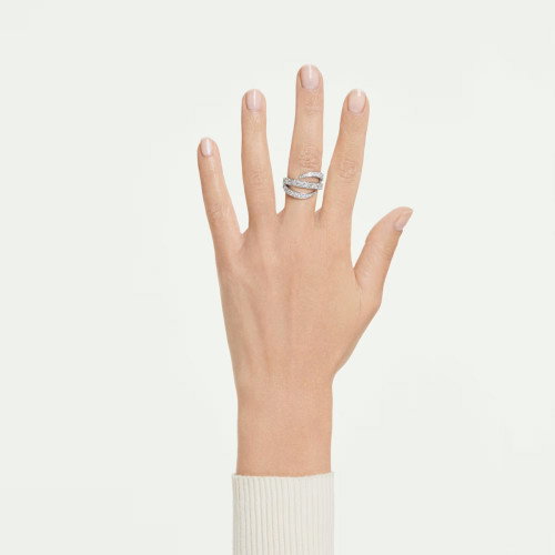Luxoia - Swarovski Vienna Ring Verschiedene Schliffe Schwan Weiss Rhodiniert