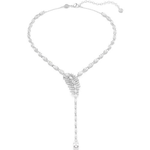 Luxoia - Swarovski Vienna Y Halskette Verschiedene Schliffe Feder Weiss Rhodiniert - 5749265