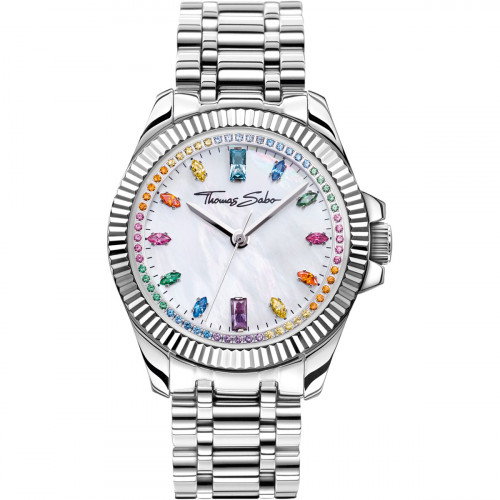 Luxoia - Thomas Sabo Damenuhr Divine Rainbow mit bunten Steinen silberfarben - WA0394-201-201
