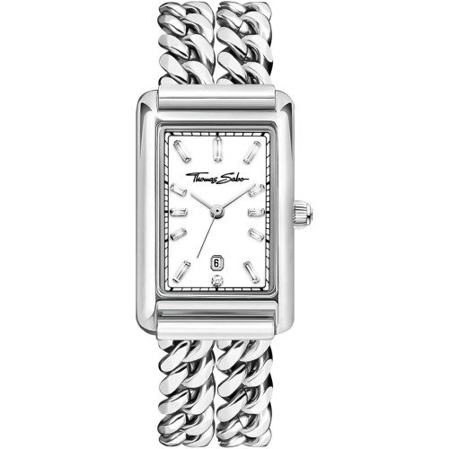 Luxoia - Thomas Sabo Damenuhr rechteckig silberfarben - WA0428-201-201