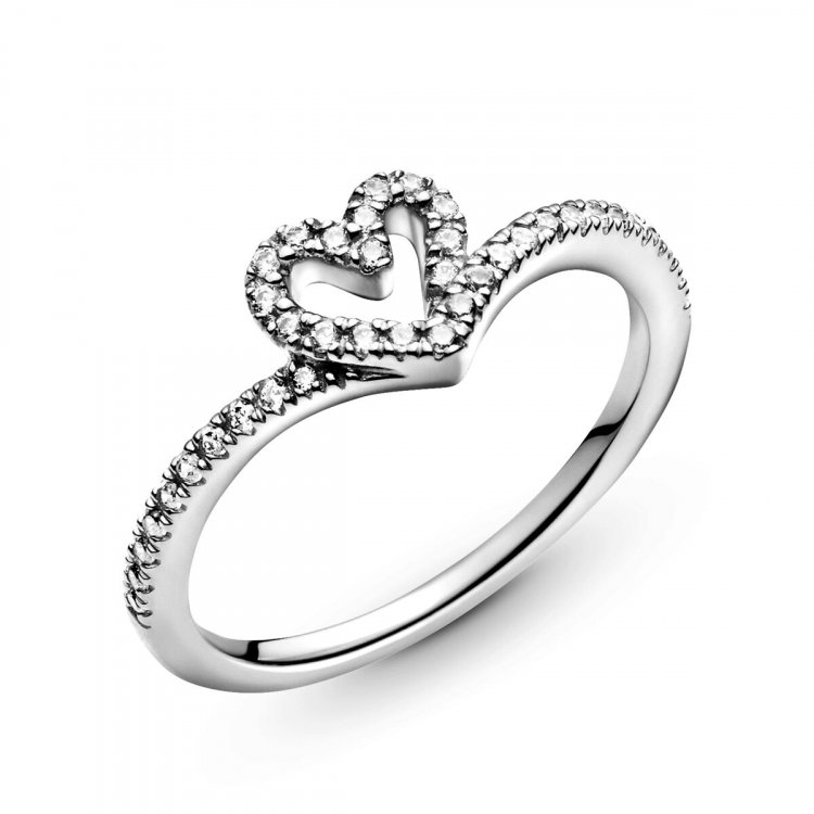 Pandora Funkelnder Wishbone Herz Ring - 199302C01 - Luxoia