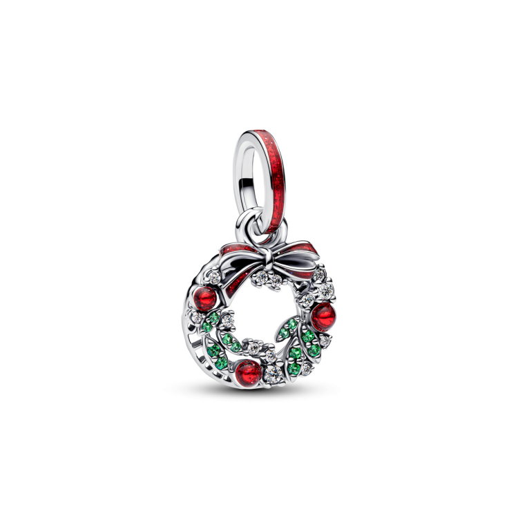 Pandora Holiday Wreath Double Dangle Charm - 794238C01 - Luxoia