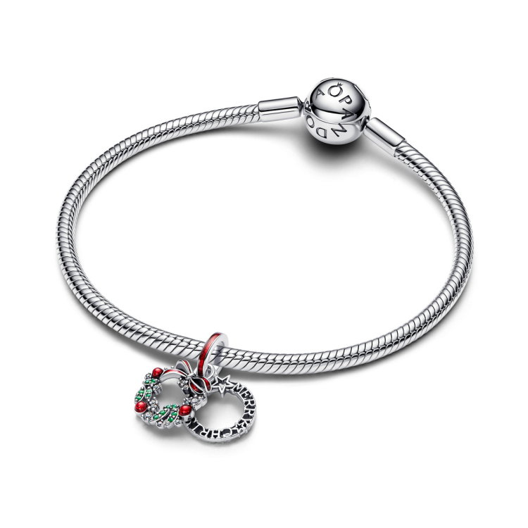 Pandora Holiday Wreath Double Dangle Charm - 794238C01 - Luxoia