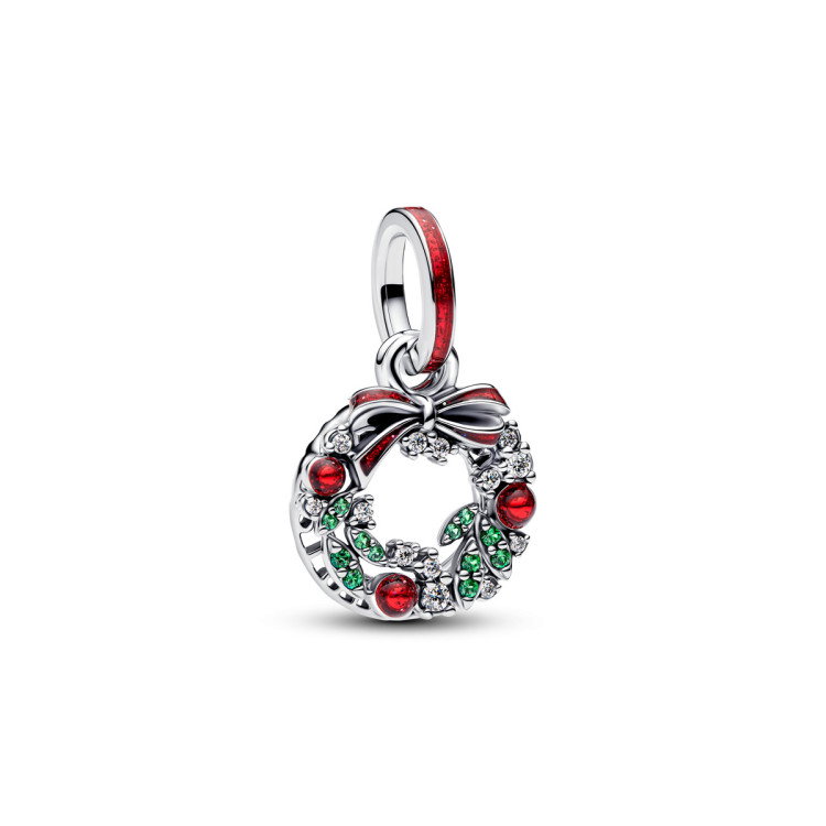 Pandora Holiday Wreath Double Dangle Charm - 794238C01 - Luxoia