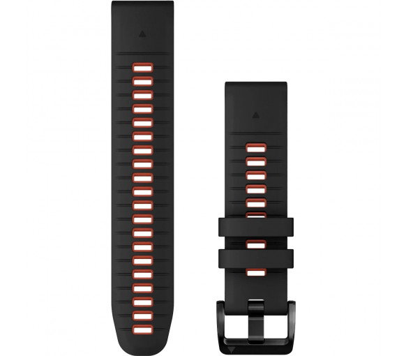 Luxoia - Garmin QuickFit 22 Black Flame Red Silicone Band - 010-13280-06
