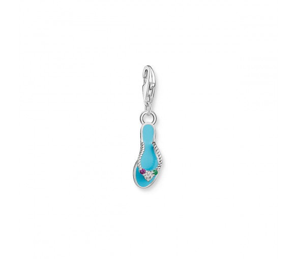 Luxoia - Thomas Sabo Charm-Anhänger Türkiser Flip-Flop mit Bunten Steinen Silber- 2025-914-7