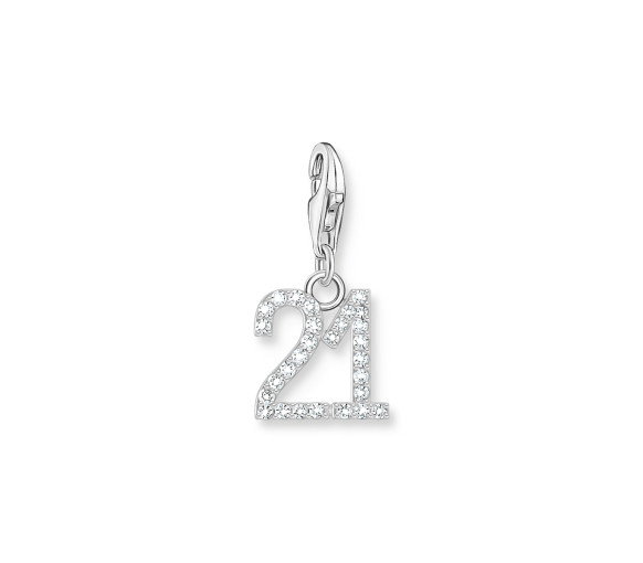 Luxoia - Thomas Sabo Charm-Anhänger Zahl 21 mit weissen Steinen Silber - 2135-051-21