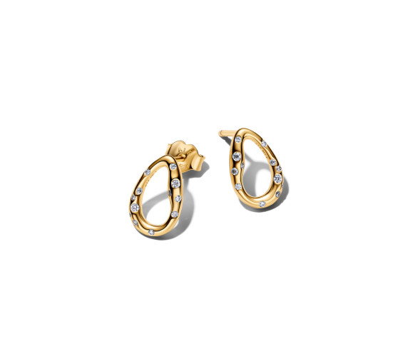 Luxoia - Pandora Organically Shaped Stone Set Oval Stud Earrings - 264659C01