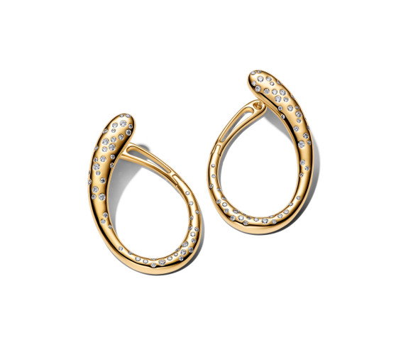 Luxoia - Pandora Organically Shaped Stone Set Hinged Hoop Earrings - 264660C01