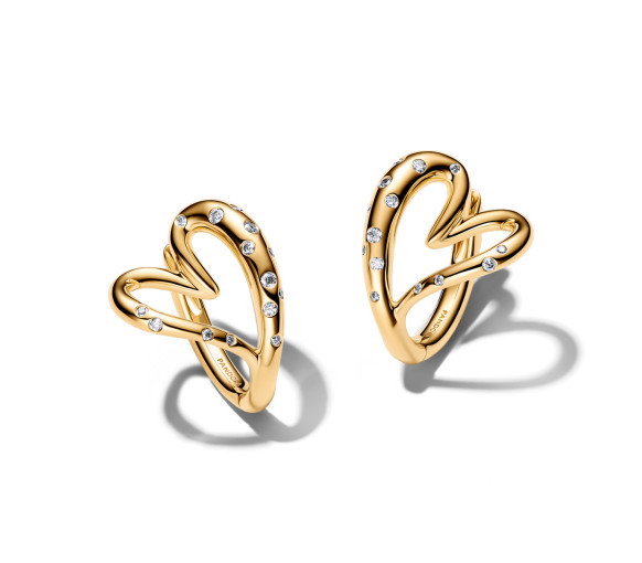 Luxoia - Pandora Organically Shaped Stone-Set Heart Hoop Earrings - 264664C01