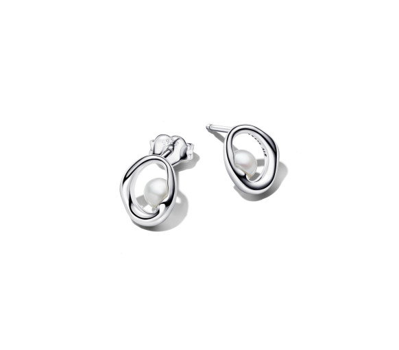 Luxoia - Pandora Organically Shaped Oval & Treated Freshwater Cultured Pearl Stud Earrings - 293295C01