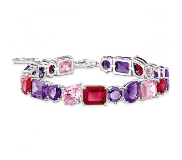 Luxoia - Thomas Sabo Tennisarmband mit bunten Steinen in drei Schliffarten Silber - A2140-477-7-L19V
