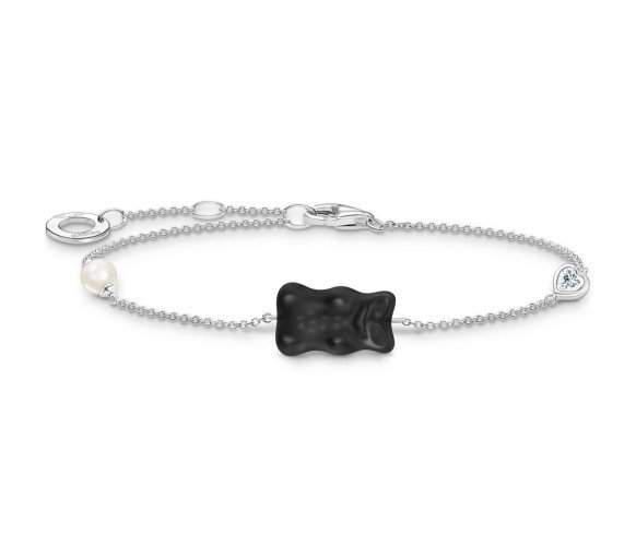 Luxoia - Thomas Sabo Armband mit schwarzem Goldbären Perle und Stein Silber - A2151-052-11-L19V