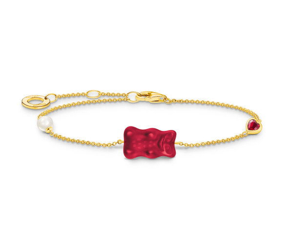 Luxoia - Thomas Sabo Armband mit rotem Goldbären Perle und Stein vergoldet - A2151-430-10-L19V