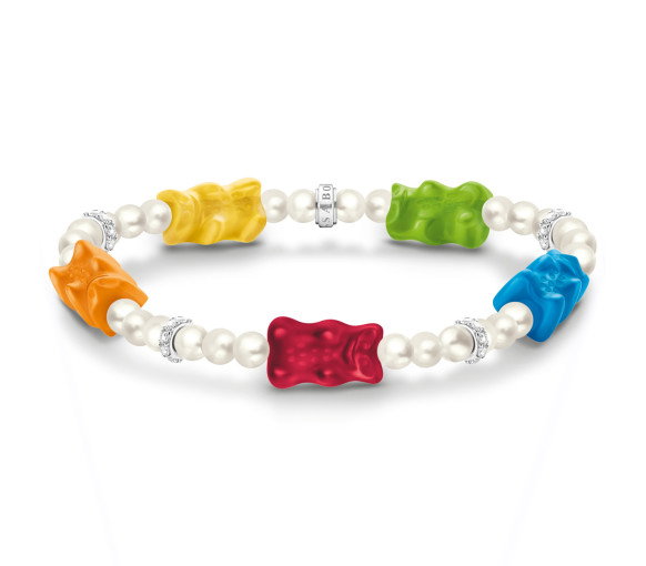 Luxoia - Thomas Sabo Perlenarmband mit 5 bunten Goldbären Silber - A2153-052-7