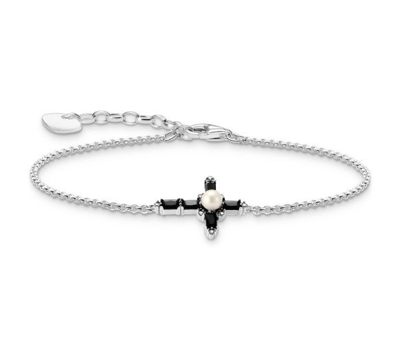 Luxoia - Thomas Sabo Armband mit schwarzen Steinen Kreuz Cross Romance Silber - A2173-167-11-L19V