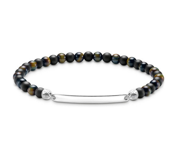 Luxoia - Thomas Sabo Gravierbares Armband mit Obsidian und Tigerauge Beads - A2178-372-7