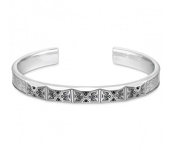 Luxoia - Thomas Sabo Armreif Facettiertes Design mit Schwarzen Steinen Silber - AR113-643-11