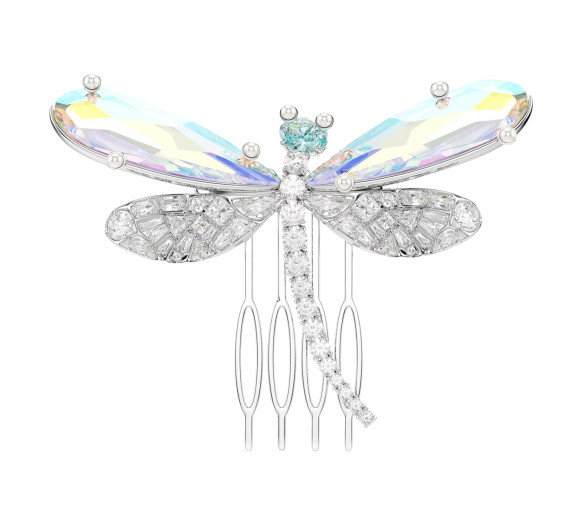 Luxoia - Swarovski x Ariana Grande Spilla e accessorio per capelli Crystal Pearl, Taglio misto, Libellula, Bianca, Placcato rodio - 5749193