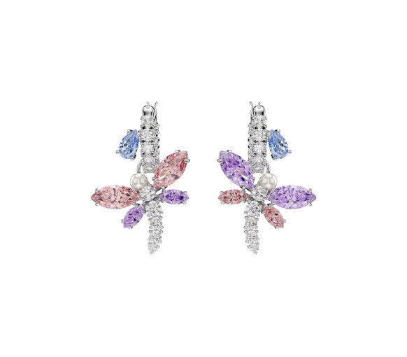 Luxoia - Swarovski x Ariana Grande Drop Earrings Mixed cuts Dragonfly Multicolored Rhodium plated - 5749185