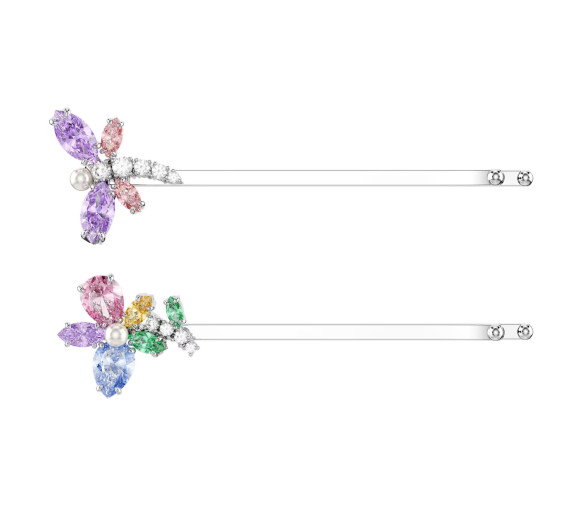 Luxoia - Swarovski x Ariana Grande Forcina Taglio misto, Libellula, fiore, Multicolore, Placcato rodio - 5749186