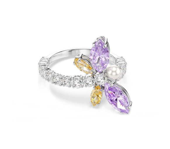 Luxoia - Swarovski x Ariana Grande Motif Ring Mixed cuts Dragonfly Multicolored Rhodium plated