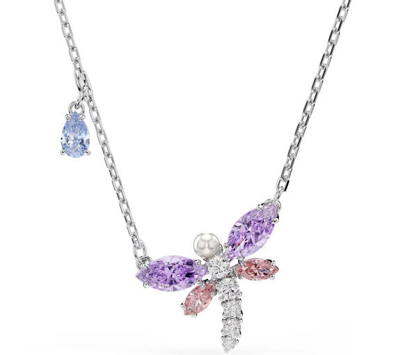 Luxoia - Swarovski x Ariana Grande Necklace Mixed cuts Dragonfly Multicolored Rhodium plated - 5737383
