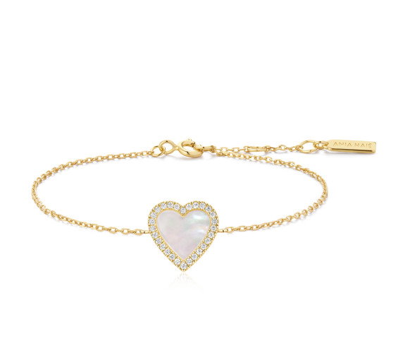 Luxoia - Ania Haie Gold Mother of Pearl Halo Heart Armband - B071-05G