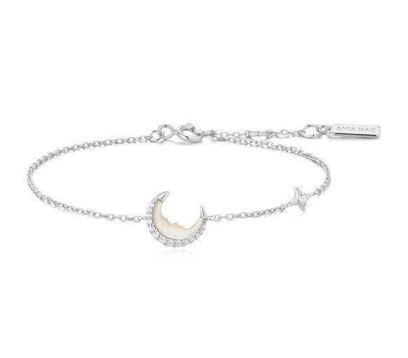 Luxoia - Ania Haie Silver Mother of Pearl Crescent Moon Armband - B075-05H