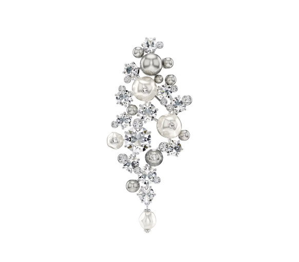 Luxoia - Swarovski Spilla Constella Crystal Pearl Taglio Round Bianca Placcato rodio - 5722516