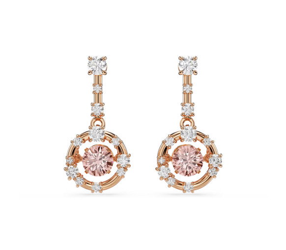 Luxoia - Swarovski Constella Drop Ohrhänger Rundschliff Dancing Stone Rosa Roségold Legierungsschicht - 5744239